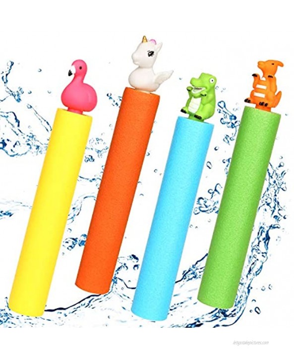Gigilli Water Blaster Gun 4 Pack Safe Foam Noodles Pump Action Outdoor Water Toy for Kids and Adults
