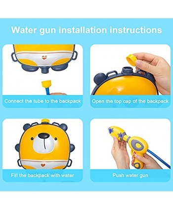 HO-EF Water Gun Backpack for Kids 1000ML High-Capacity Bear Backpack Tank with Water Pistol for Pool Beach Outdoor Summer Toys