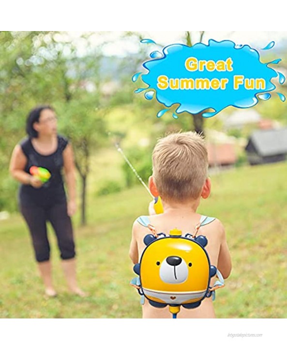 HO-EF Water Gun Backpack for Kids 1000ML High-Capacity Bear Backpack Tank with Water Pistol for Pool Beach Outdoor Summer Toys