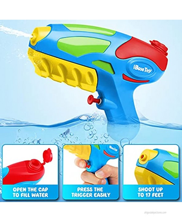 iBaseToy Water Gun for Kids 6 Pack Super Squirt Guns 17 Feet Long Range& High Capacity Water Pistols Water Soaker Blaster for Boys Girls Adults Pool Beach Party Outdoor Game Summer Fighting Toys