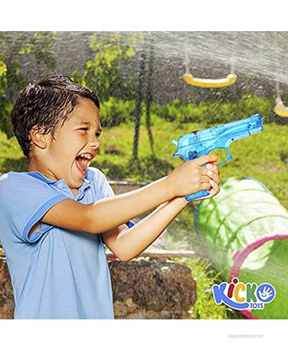 Kicko 6 Pieces Squirt Water Gun 6 Inches Plastic Assorted Colors Classic Action and Fun Toy Pool Prize Party Favor
