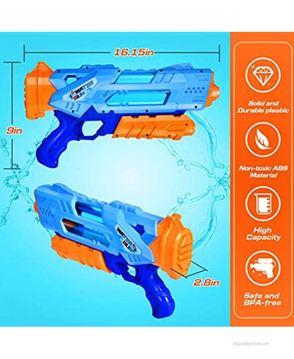 Super Water Guns for Kids & Adults 2 Pack Super Water Blaster Soaker Squirt Guns 1200cc High Capacity for Kids Ideal Gift Toys for Summer Outdoor Swimming Pool Beach Sand Water Fighting Play Toys