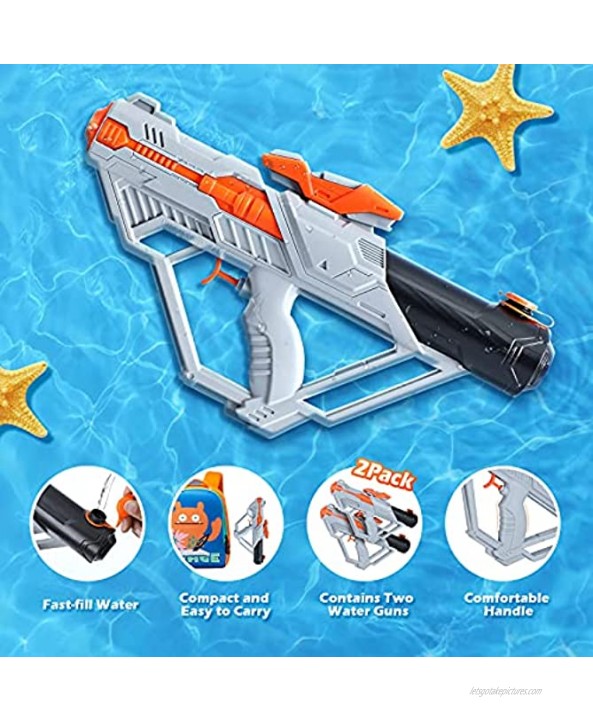 TINLEON Water Guns 2-Pack: Squirt Guns for Kids Adults Water Soaker Blaster Pistol for Swimming Pools Beach Party Water Shooter Fighting Toy