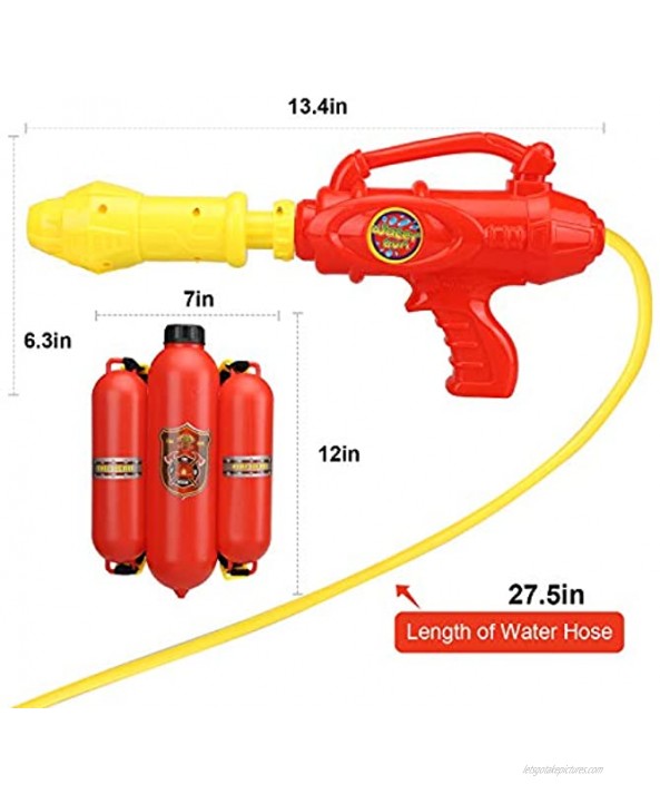 Toy Life Water Guns for Boys and Girls Backpack Water Gun Paw Fireman Costume Patrol Pretend and Play Kids Firefighter Water Gun with Backpack Ideal for Kids
