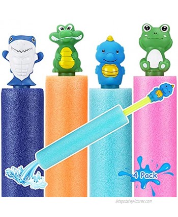 Water Blaster Soaker Gun Toys Fixget 4 Pack Foam Water Squirt Guns for Kids and Adult Water Blaster Shooter Summer Fun Outdoor Swimming Pool Water Fighting Party,35ft Shooting Range