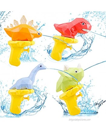Water Gun Toys Kids 4 PCS Dinosaur Squirt Guns,Summer Water Toys,Shooting Playset for Pool Yard Beach,Outdoor Party Gift for 3-4-5-6-7-8 Year Old Boy and Girl