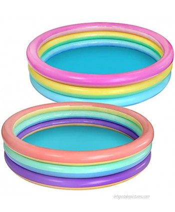 2 Pack 45'' Multicolor Inflatable Baby Swimming Pool Set 6 Color Rings Kiddie Pool for Kids Toddler Water Pool Pit Ball Pool for Summer Garden Backyard Indoor&Outdoor