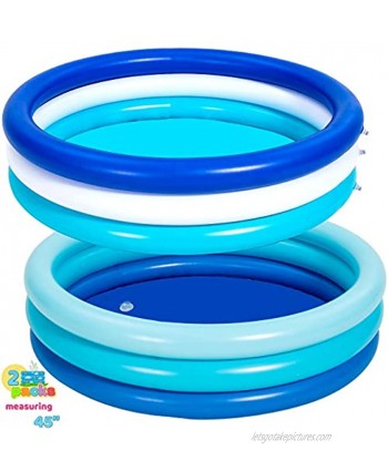 2 Packs 45" X 10" Inflatable Kiddie Pool Blue Baby Swimming Pool Summer Swimming Pool for Kids Water Pool Summer Fun Indoor&Outdoor Pit Ball Pool for Ages 3+