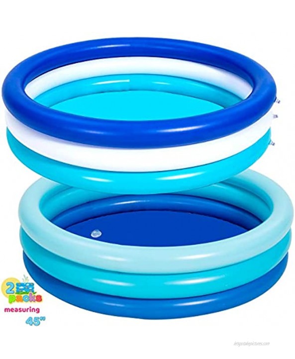 2 Packs 45 X 10 Inflatable Kiddie Pool Blue Baby Swimming Pool Summer Swimming Pool for Kids Water Pool Summer Fun Indoor&Outdoor Pit Ball Pool for Ages 3+