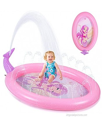 3 in 1 Splash pad,Sprinklers Pool for Kids,Inflatable Outdoor Yard Summer Water Toys Gifts for Baby Toddlers Boys Girls 3 4 5 6 7 Year Old Mermaid