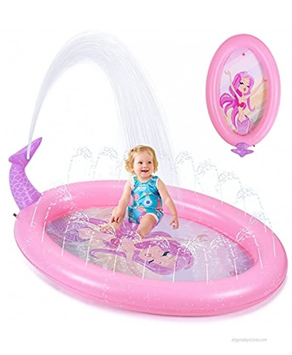 3 in 1 Splash pad,Sprinklers Pool for Kids,Inflatable Outdoor Yard Summer Water Toys Gifts for Baby Toddlers Boys Girls 3 4 5 6 7 Year Old Mermaid