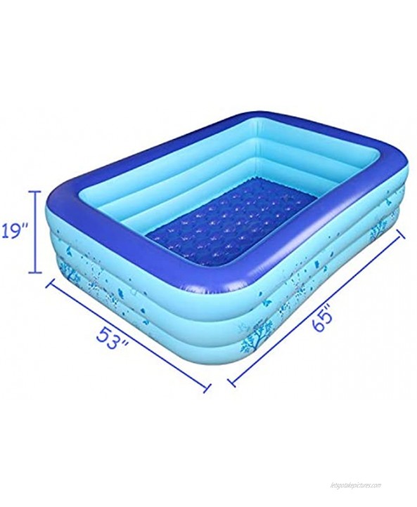 65inX53inX19in Inflatable Pool Blow up Family Swimming Kiddie Pools Inflated Ball Pit for Baby Kids Adult Infant Toddler for Indoor Outdoor Garden Backyard