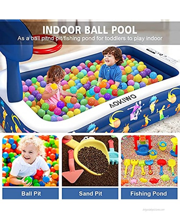 AOKIWO Inflatable Swimming Pool with Basketball Stands 118 X 72 X 20 Full-Sized Family Inflatable Lounge Pool Kiddie Pool for Kids Kiddie Adults Infant Garden Backyard