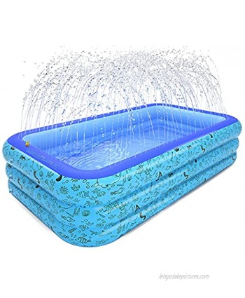 AQCSS Inflatable Swimming Pools,Kiddie Pools Swimming Pool with Sprinkler,0.4mm PVC Materials 87"x61"x24" Family Lounge Pools for Kids Adults,Babies,Toddlers,Outdoor,Garden,Backyard,for Ages 3+