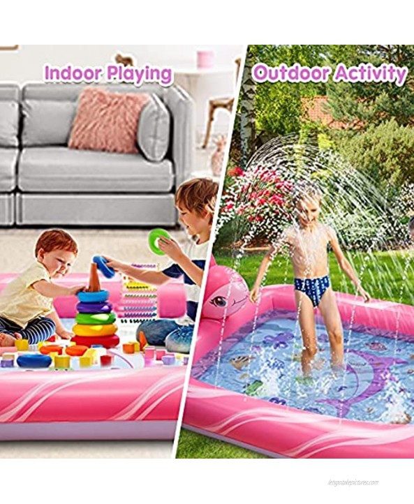 Aywewii Sprinkler Pool for Kids Narwhal Toddler Outdoor Toys Splash Pool for Toddlers Baby Pools for Outside Backyard Summer Water Toys for Boy Girl Baby Infant Kiddie Toddler Age 3-12