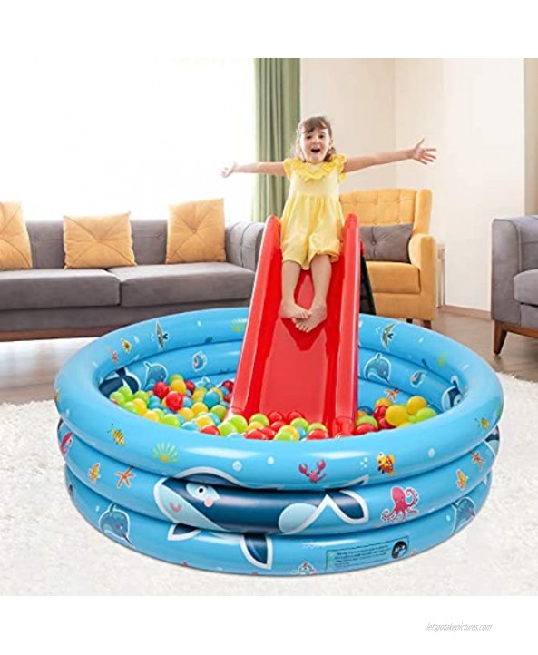 Balnore Inflatable Kiddie Pool 3 Ring Kids Paddling Whale Pool Baby Toddlers for Ages 3+ Kiddie Indoor&Outdoor Garden and Backyard Water Party 48x18x8 in