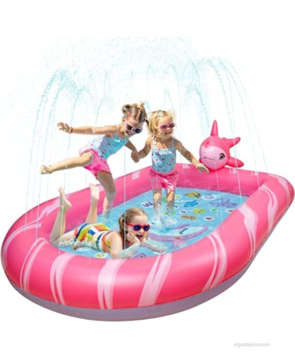 BATURU Splash Pad for Kids and Toddlers Kiddie Pool for Toddlers Infant Splash Pads Pool for Baby Outdoor Sprinkler Water Toys for Kids Age 3+