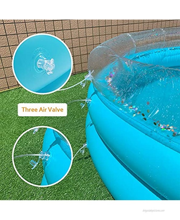 Bling Kiddie Pool 60 inches Glitter Inflatable Kids Swimming Pool Ball Pit 5ft Durable Baby Pool for Indoor or Outdoor