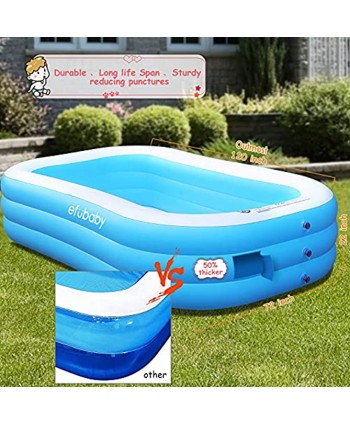 efubaby Inflatable Pool 120" X 72" X 22" Full-Sized Swimming Pools Inflatable Kid Pools Blow up Pool Toddler Pool Family Pool for Baby Kiddie Adult Ages 3+ Outdoor Garden Backyard Ground Party