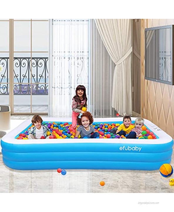 efubaby Inflatable Pool 120 X 72 X 22 Full-Sized Swimming Pools Inflatable Kid Pools Blow up Pool Toddler Pool Family Pool for Baby Kiddie Adult Ages 3+ Outdoor Garden Backyard Ground Party