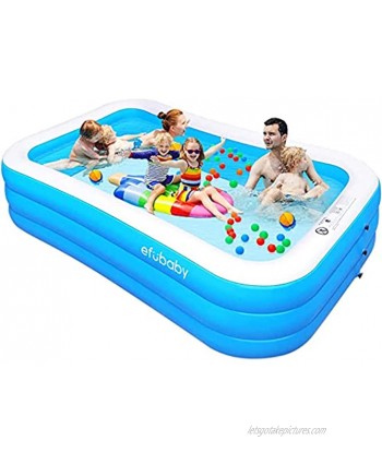 efubaby Inflatable Pool 120" X 72" X 22" Full-Sized Swimming Pools Inflatable Kid Pools Blow up Pool Toddler Pool Family Pool for Baby Kiddie Adult Ages 3+ Outdoor Garden Backyard Ground Party