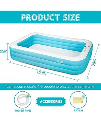 EXQ Home Inflatable Swimming Pool,Full-Sized Family Swimming Pool 120" X 72" X 22",Family Lounge Pool,Backyard Pool for Adults,Indoor and Outdoor Use for Thickened Pool for Summer Water Party