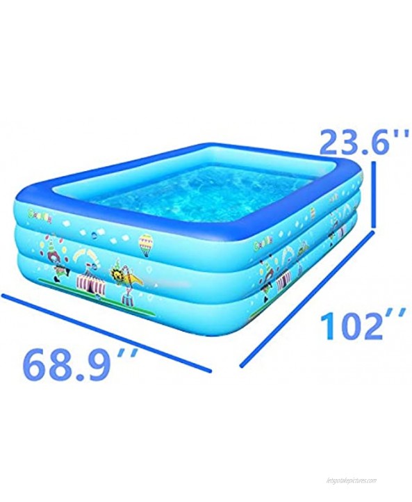 Family Inflatable Swimming Pool,Inflatable Kiddie Pool,Swim Center for Ages 3+,Blow Up Family Pool for Kids,Toddlers & Adult,102 X 68.9 X 23.6（Included Electric Air Pump）