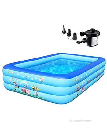 Family Inflatable Swimming Pool,Inflatable Kiddie Pool,Swim Center for Ages 3+,Blow Up Family Pool for Kids,Toddlers & Adult,102" X 68.9" X 23.6"（Included Electric Air Pump）