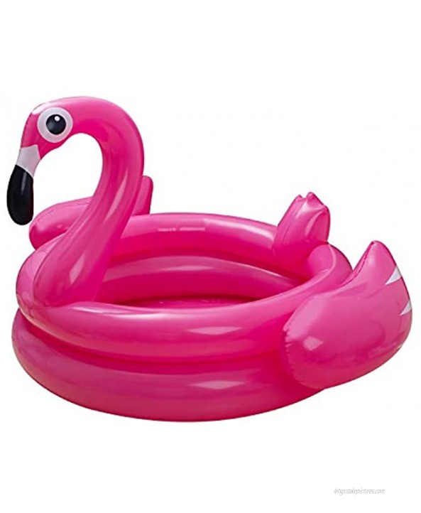 FUNFEED Inflatable Kiddie Pool 63 X 47 X 35 Flamingo Swimming Pool for Baby Kiddie Kids Infant Toddler for Ages 3+ Outdoor Indoor Backyard Summer Water Party Flamingo Kiddie Pool