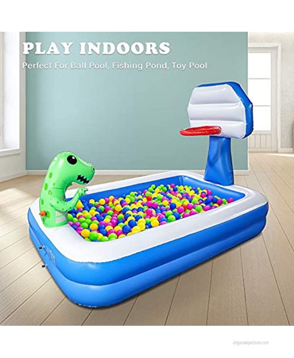 Growsly Inflatable Pool Swimming Pool for Kids Blow Up Kiddie Lounge Pool with Basketball Hoop and Dinosaur Sprinkler for Kids Adults Toddlers Age 3+ Outdoor Water Toys for Garden Backyard