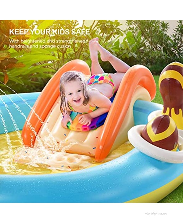 Hesung Inflatable Play Center 98'' x 67'' x 32'' Kids Pool with Slide for Garden Backyard Water Park