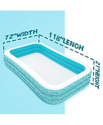 heytech Family Inflatable Swimming Pool 118" X 72" X 22" Full-Sized Inflatable Lounge Pool for Kiddie Kids Adult Toddlers for Ages 3+ Outdoor Garden Backyard Summer Water Party Blow up Pool…