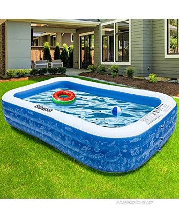HiTauing 130" X 72" X 20" Inflatable Swimming Pool Family Full-Size Kiddie Pools Inflatable Lounge Pool for Kiddie Kids Adult Infant Toddlers for Ages 8+,Outdoor Garden Backyard Water Party