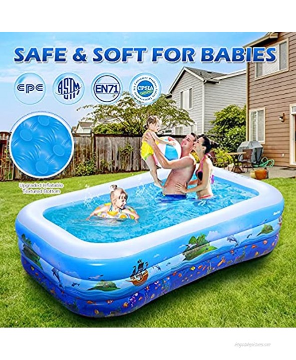 iBaseToy Inflatable Swimming Pool for Kids 95 x 55 x 22 Family Full-Sized Kiddie Pool Above Ground Blow Up Pools for Kids Ages 3+ for Outdoor Garden Backyard