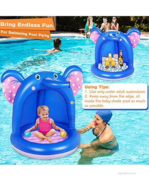 Inflatable Baby Pool Elephant Baby Splash Pool with Canopy Extra Soft Bubble Base for Kids Toddlers Splash Water Fun Summer Blow Up Shade Pool for Outdoor and Indoor