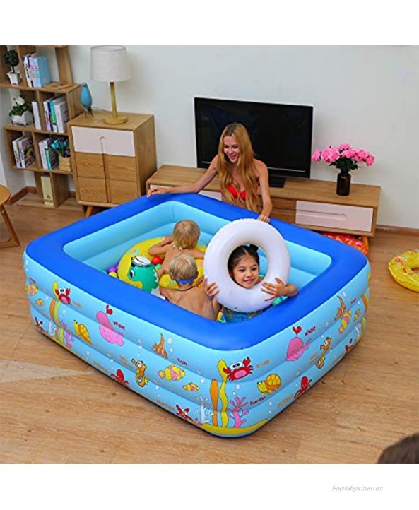 Inflatable Family Swimming Center Pool with Inflatable Soft Floor 83 inches Ocean World Kids Swimming Pool