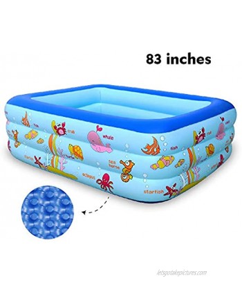 Inflatable Family Swimming Center Pool with Inflatable Soft Floor 83 inches Ocean World Kids Swimming Pool