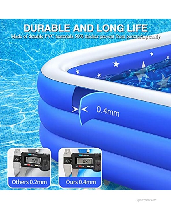 Inflatable Family Swimming Pool Inflatable Pool for Kiddie Kids Adults Toddlers Infant 120 X 72 X 22 Oversized Blow Up Lounge Pools Easy Set Swimming Pool for Outdoor Garden Backyard