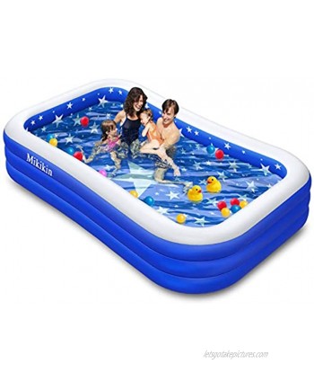 Inflatable Family Swimming Pool Inflatable Pool for Kiddie Kids Adults Toddlers Infant 120" X 72" X 22" Oversized Blow Up Lounge Pools Easy Set Swimming Pool for Outdoor Garden Backyard