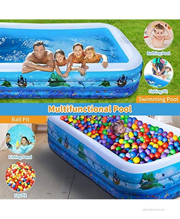 Inflatable Kiddie Pools for Kids iBaseToy 120 X 72 X 22 Kids Pools for Backyard Full-Sized Inflatable Pools & Inflatable Toddler Swimming Pool for Adult Outdoor Outside Garden Summer Party Ages 3