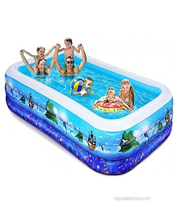 Inflatable Kiddie Pools for Kids iBaseToy 120" X 72" X 22" Kids Pools for Backyard Full-Sized Inflatable Pools & Inflatable Toddler Swimming Pool for Adult Outdoor Outside Garden Summer Party Ages 3