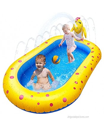 Inflatable Kiddie Swimming Pool for Wading Learning to Swim & Playtime Features Dinosaur with Squirt Fountain Head Made of PVC Material Safe for Children Ages 3-10 [40 x 67 Inch]