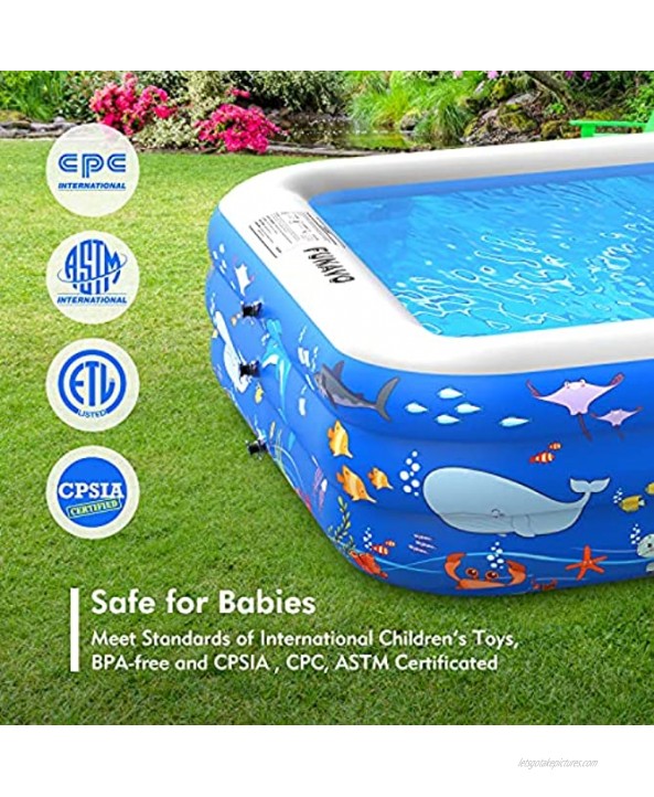 Inflatable Pool,Inflatable Swimming Pool 100 X 71 X 22 Full-Sized Family Blow up Pool for Kids Blue