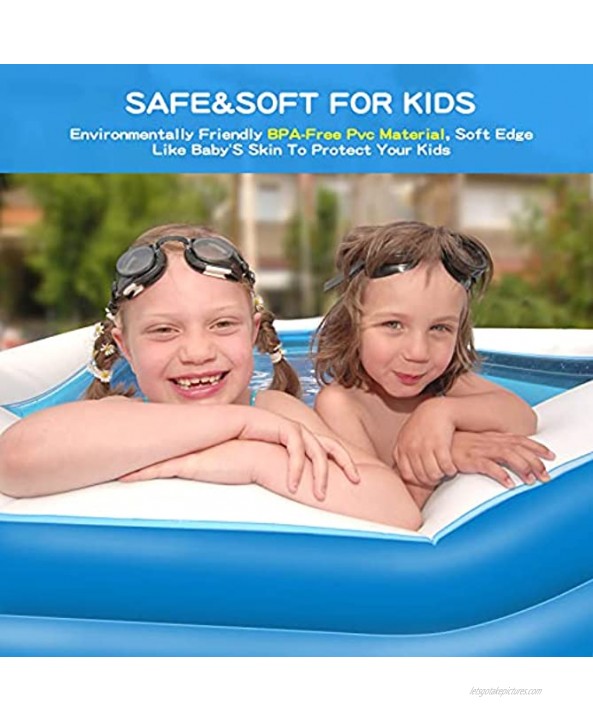 Inflatable Swimming Pool 118x70x23 Full-Sized Family Lounge Pool for Kids Above Ground Backyard Garden Wading Pool for Baby Kiddie Kids Adult Summer Water Party