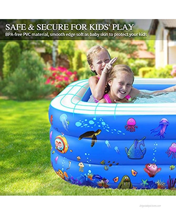 Inflatable Swimming Pool Kiddie Pool Family Lounge Pool for Kids Adult Infant Toddlers 120 X 72 X 22 Thickened Blow Up Pool Easy Set Swimming Pool for Outdoor Backyard Garden