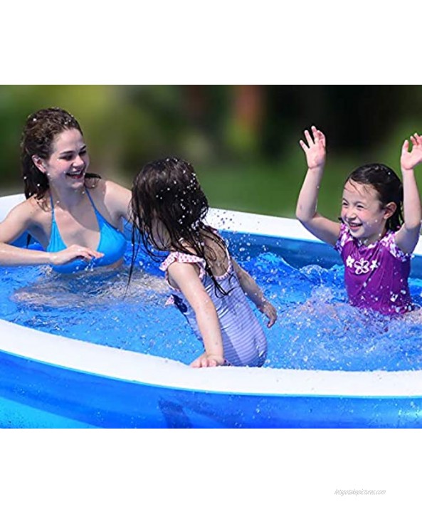 Inflatable Swimming Pools Kiddie Inflatable Pools for Kids Adults Family Large Outdoor Above Ground Pool 103in×69in×20in