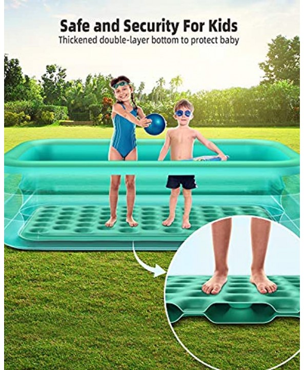 Inflatable Swimming Pools ZATK Blow Up Pool with Thickened Double-Bubble Bottom to Protect Kids 83''x53''x22'' Summer Inflatable Pools for Kiddie Toddler & Adult Indoor & Outdoor Garden Backyard