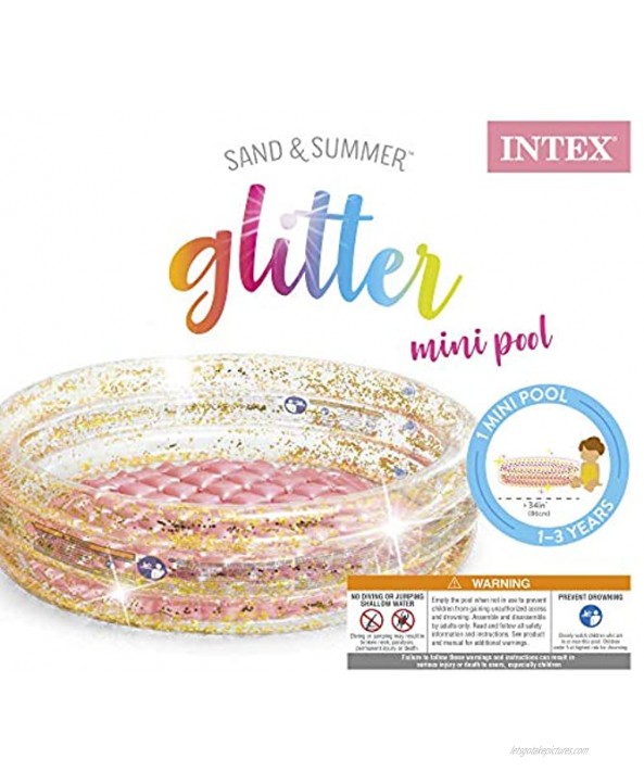 Intex Glitter Mini Pool Inflatable Kids Pool for Ages 1-3 Multicolor