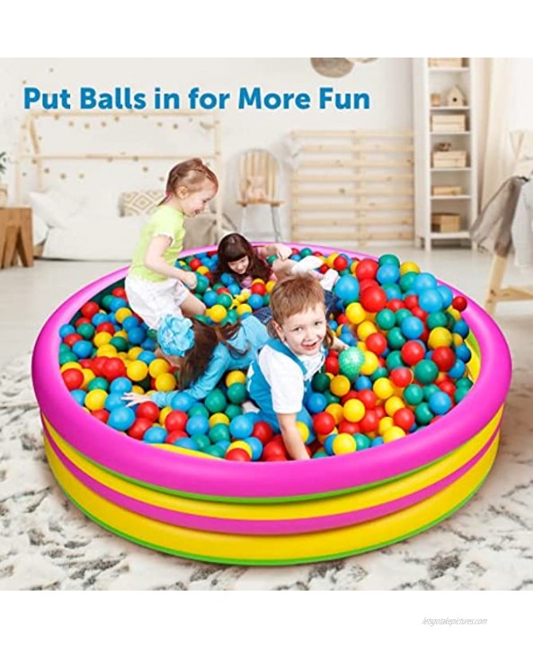 Jo Kiddie Pools 60'' X 15'' Pool for Kids Inflatable Baby Pool Swimming Pools Large Blow Up Pools 3 Rings Toddler Pools for Backyard Thickened Pool for Babies Summer Water Party Games for Girl Boy