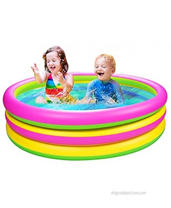 Jo Kiddie Pools 60'' X 15'' Pool for Kids Inflatable Baby Pool Swimming Pools Large Blow Up Pools 3 Rings Toddler Pools for Backyard Thickened Pool for Babies Summer Water Party Games for Girl Boy